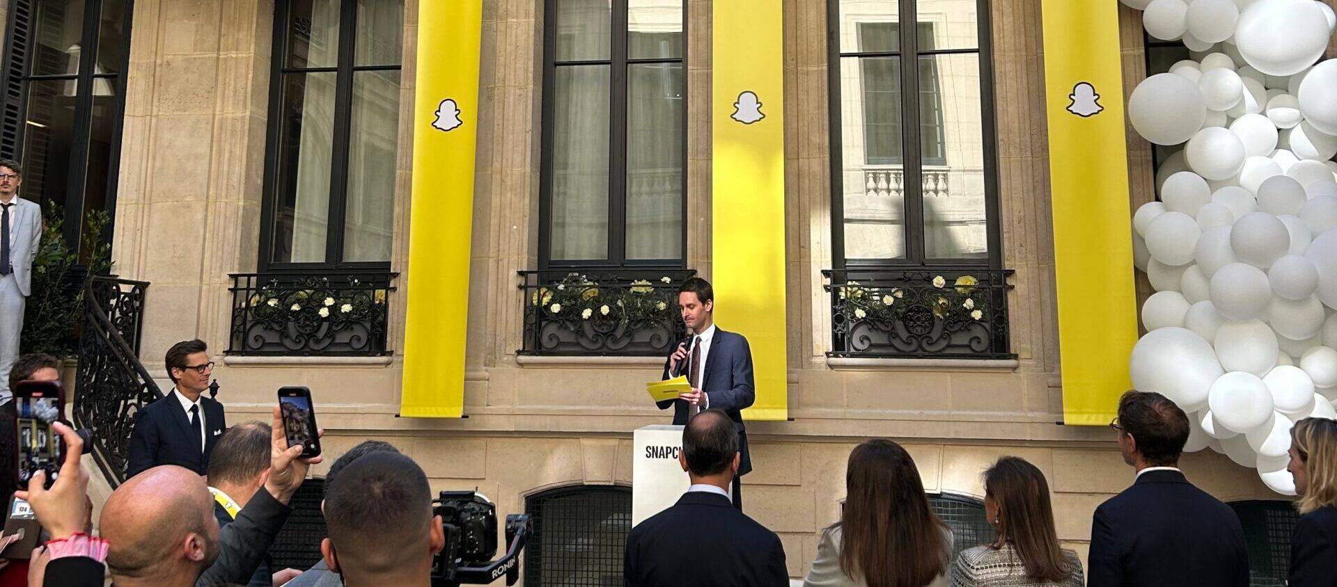 Evan Spiegel, fondateur de Snapchat, à l'inauguration des nouveaux bureaux de l'entreprise à Paris. Crédits : Maddyness, Julien Khaski