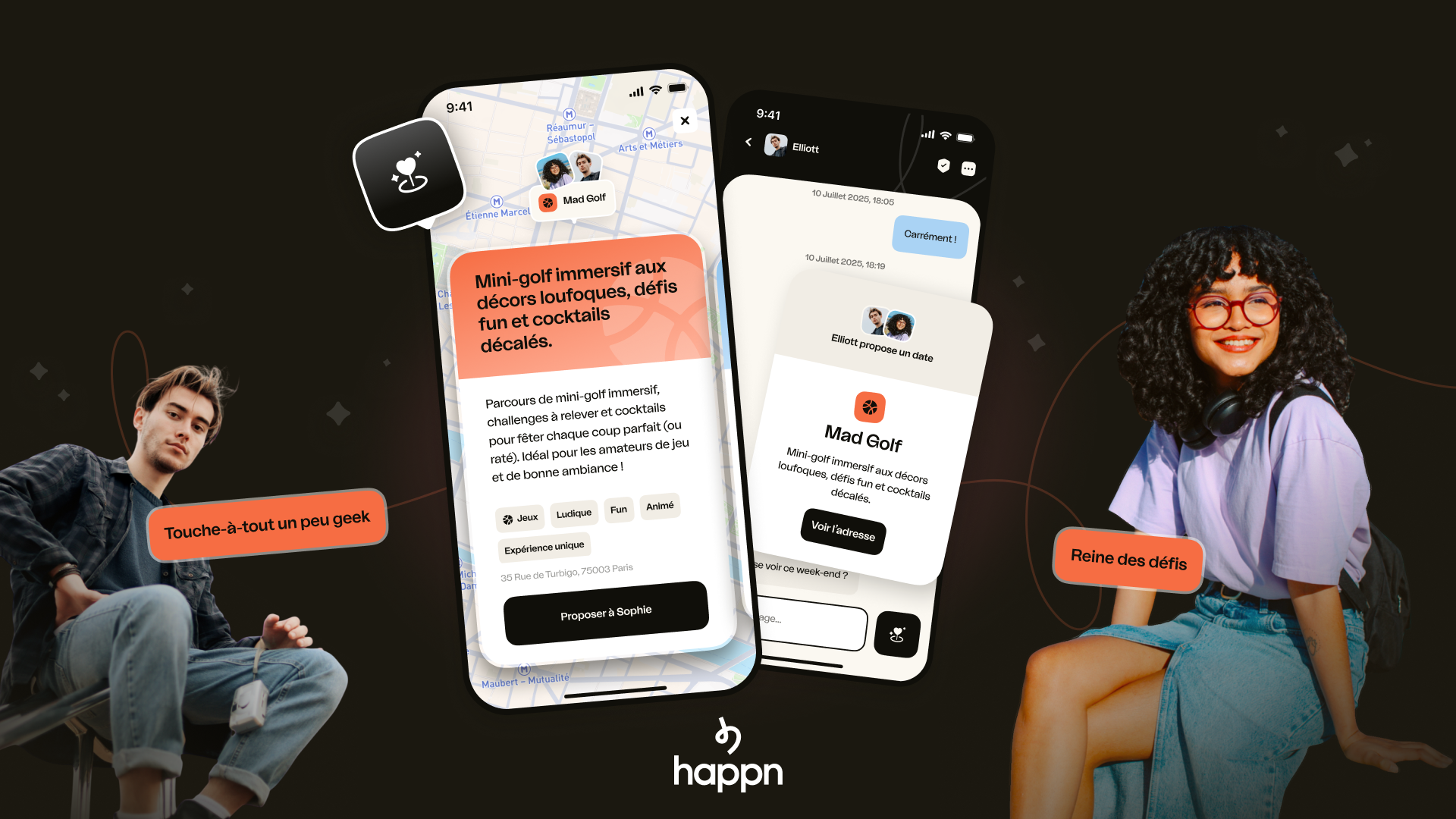 Perfect date d'Happn permet aux utilisateurs de trouver lieu idéal pour un rendez-vous, grâce à l'IA.